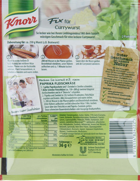 1.2 oz (36 Knorr Fix Currywurst Sauce Mix, from Germany, g)