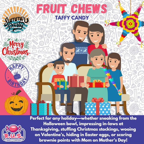 (70 1 lb (1 Fruit Chews Candy Assorted Fruity Flavors Individually Wrapped Pieces) Bulk Bag Soft & Chewy Taffy Candy