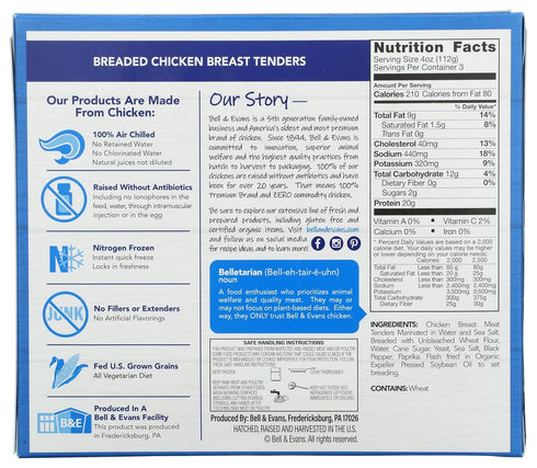 Bell & Evans 12 OZ Breaded Chicken Breast Tenders