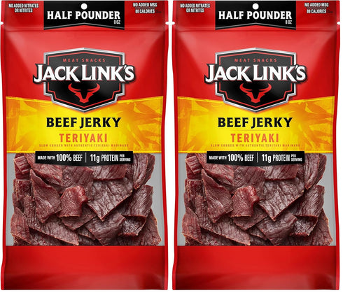 Jack Link's Beef Jerky, Teriyaki, Pounder Bag - Flavorful Meat Snack, 11g