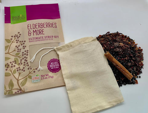 Elderberries & More Ultimate Syrup Mix - Makes Approx. 32 oz with Honey, Organic Dried Ingredients, Included Tea Bag