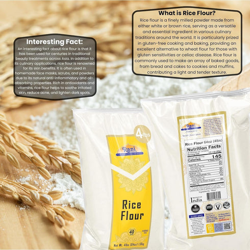 64oz (4lbs) 1.81kg Rani Rice (White) Flour Bulk ~ All Natural | Gluten Friendly | Vegan | NON-GMO | Kosher | Indian