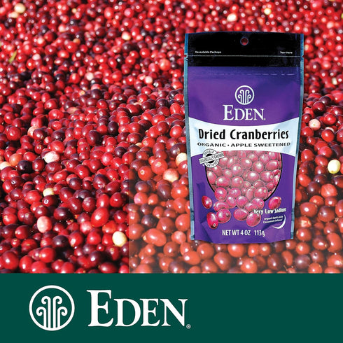 4 oz Eden Organic Dried Cranberries, Sweetened with Apple Juice