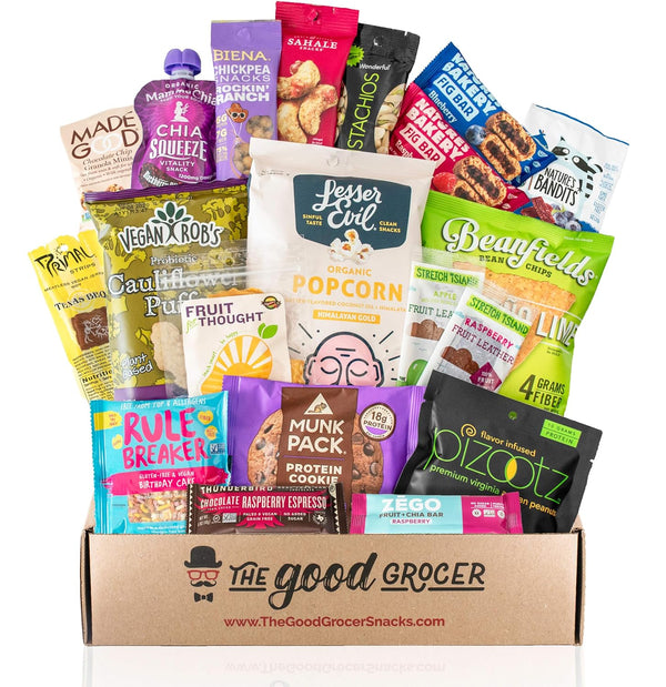 Healthy VEGAN Snacks Care Package: Non-GMO, Vegan Jerky, Protein Bars, Cookies, Fruit