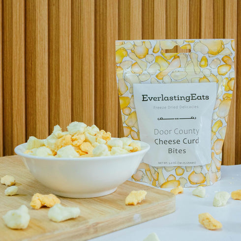 EverlastingEats 5 Oz Freeze Dried Cheese Curds White & Yellow Wisconsin Cheddar Curd Bites, Keto-Friendly, High Protein