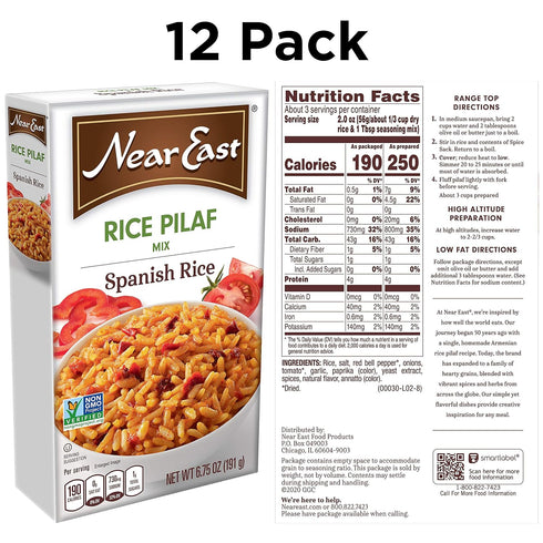 6.75oz (12 Pack) Near East Rice Pilaf Mix, Spanish Rice, Boxes