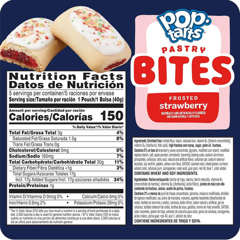 (5 25 Pop-Tarts Baked Pastry Bites, Kids Snacks, School Lunch, Frosted Strawberry Boxes, Pouches)