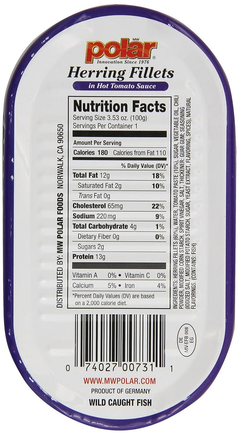 3.53-Ounce (Pack 18) MW Polar Herring, Hot Tomato Sauce