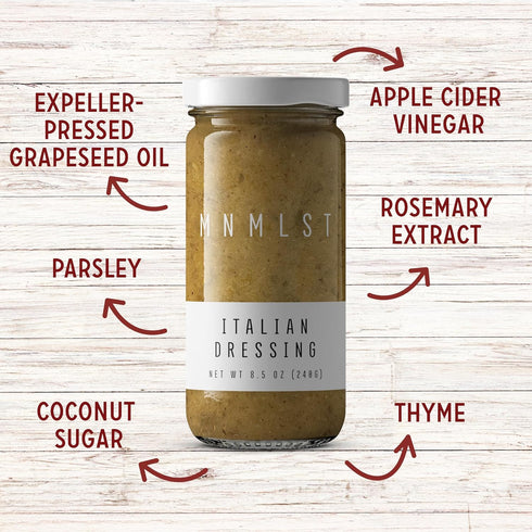 MNMLST 8.5 oz(Pack 3) Italian Dressing, Gluten Free Zesty Salad Dressing w/Organic Apple Cider Vinegar & More, Italian