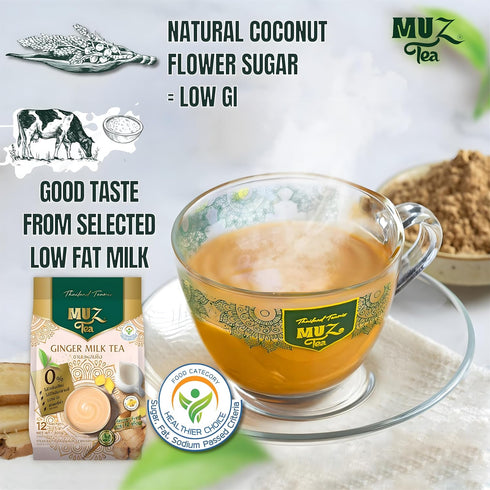 MuzTea 3 1, Powder12 Ginger Tea Instant Powder Mix in Gingers, Coconut Flower Sugar, Creamer From Selected Low Fat Milk