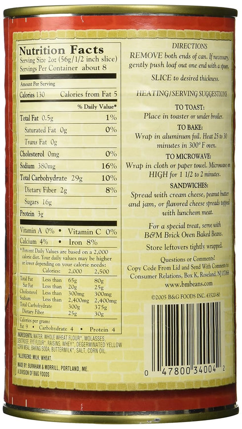 B&M 16 oz (Pack 2) B & M BREAD BROWN RAISIN
