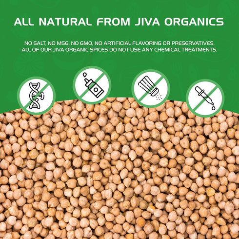 2 LB Jiva Organics Raw Chickpeas (Whole Garbanzo Beans) Bag - Gluten Free, Non GMO, Vegan