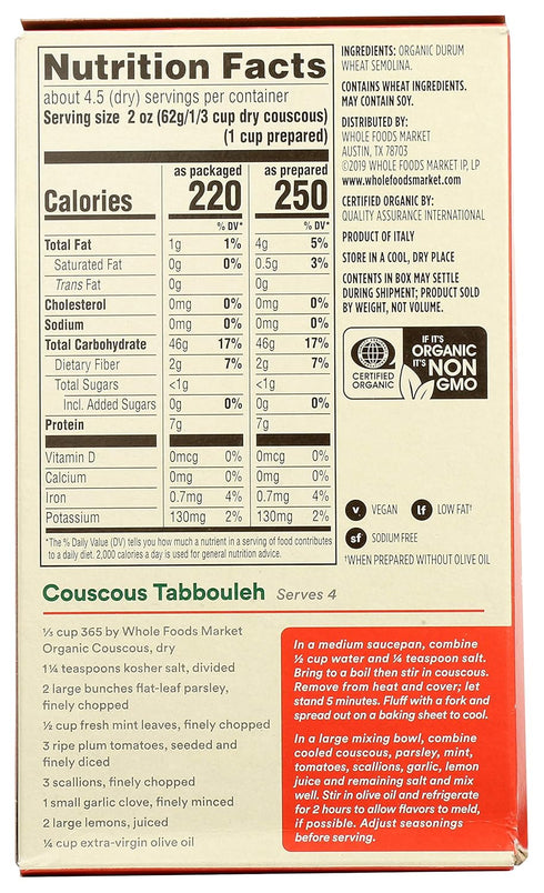 365 10 (Pack 2) by Whole Foods Market, Organic Couscous, Ounce