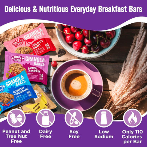24 Pack Cooper Street Granola Bakes - Soft Baked Oats, Grain & Seeds Breakfast Granola Bars Variety - Nut & Dairy Free