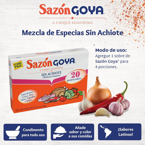 3.52 Pack 2 Sazn without Annatto by Goya, Latin Spice Blend for Poultry, Seafood, Meat and Vegetables, All Purpose