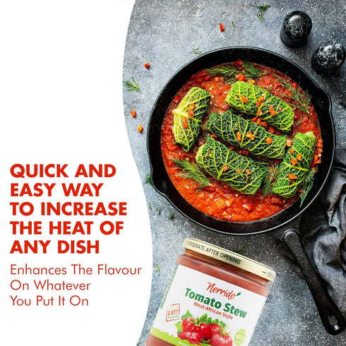 16oz (454g) 4 Pack) Nerrido Canned Tomato Stew & Jollof Rice Red Sauce, African Style Pasta Sauce with Vegetables