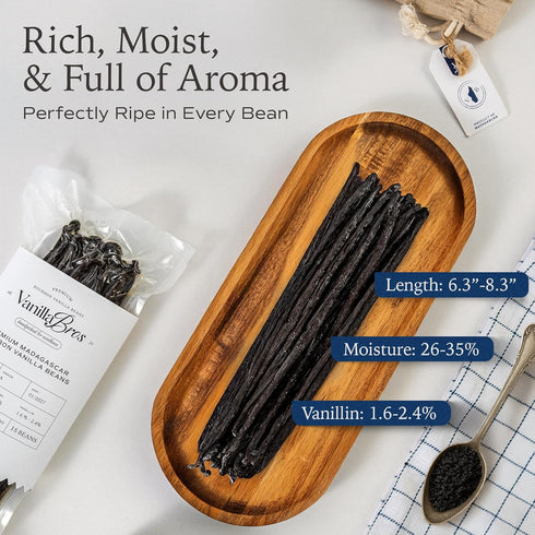 15 6.3-8.3" Madagascar Vanilla Beans Grade A - Gourmet Bourbon Vanilla Pods - For Baking, Cooking & Homemade Vanilla