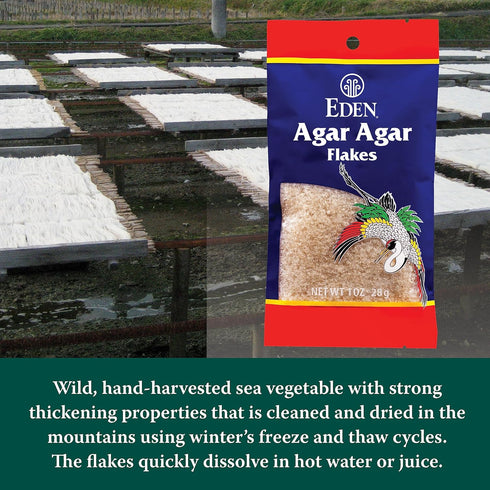 Eden Agar Agar Flakes, Traditional Odorless, Tasteless Seaweed Gelatin Substitute, Kanten, Japanese, Vegan, 1 oz