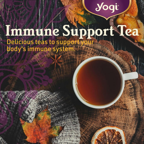 Immune 16 4 Packs Yogi Tea Elderberry Lemon Stress & Support Tea - Tea Bags, - With Ashwagandha, Lemongrass, Licorice