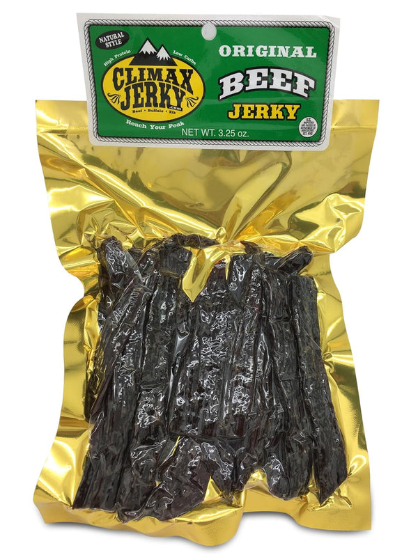 Climax Jerky Premium Thin Cut - 3.25 OZ. Oven Roasted Natural Style Beef Jerky from Colorado USA, High Protein