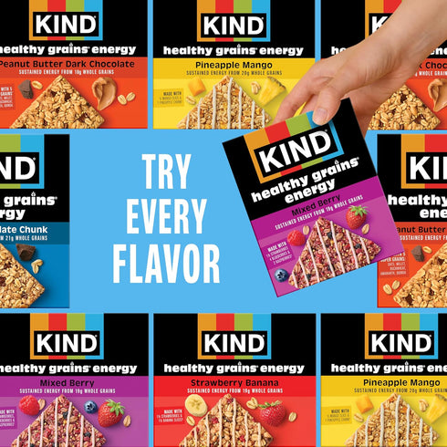 19g 5 Count KIND Healthy Grains Energy Bars, Mixed Berry, Gluten Free, Healthy Snacks, Whole Grains