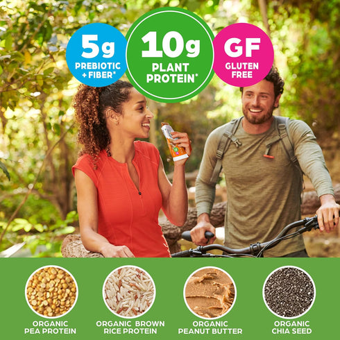 Orgain Organic Vegan Protein Bars - Peanut Butter, 10g Plant Based Protein, Low Calorie Healthy Snacks, Gluten Free,