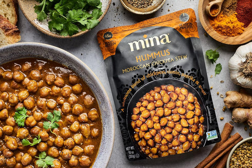 Packaged 10 oz (Pack 6) Mina Moroccan Chickpeas, Ready to Eat, Chickpeas High In Plant Based Protein, Vegan, Non-GMO