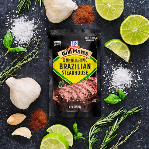 30 5 oz McCormick Grill Mates Marinade, Brazilian Steakhouse, Minute Liquid Marinade, Single Use Pouch, No Waste