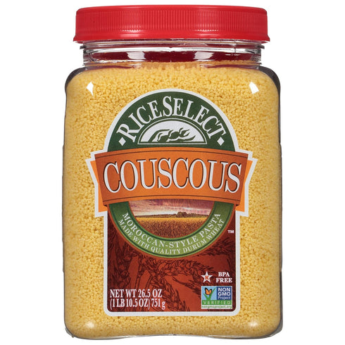 RiceSelect Couscous, Moroccan-Style Wheat Couscous Pasta, Non-GMO, 26.5-Ounce Jar, (Pack of 1)