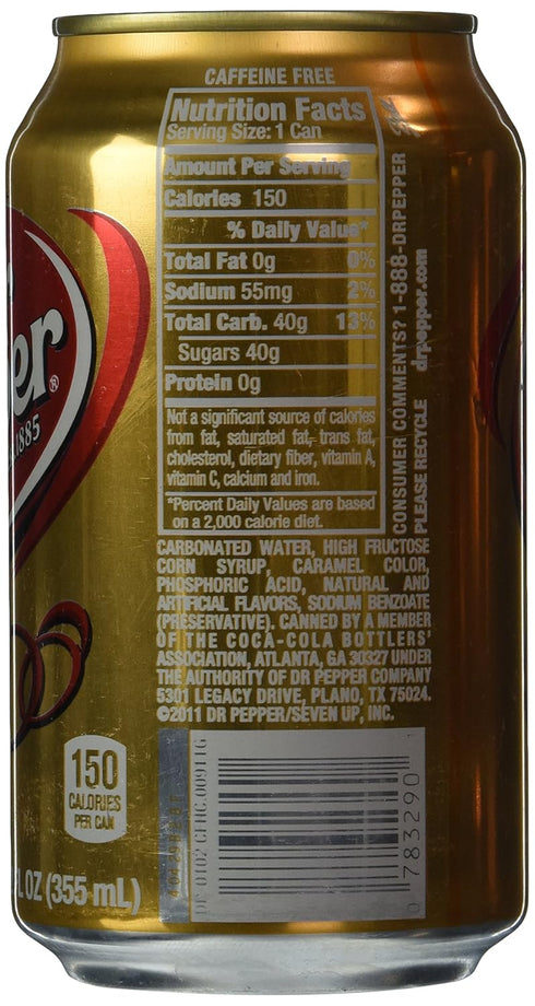 12oz Pack 12 Dr. Pepper Caffeine Free Can