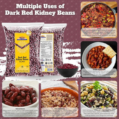 64oz (4lbs) 1.81kg Rani Red Kidney Beans, Dark Bulk ~ All Natural | Vegan | Gluten Friendly | NON-GMO | Kosher | Raj