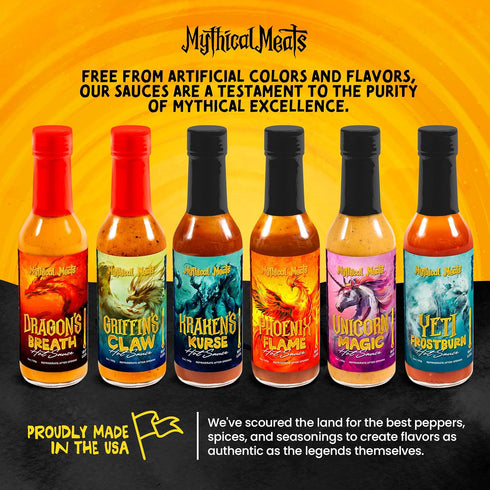 8/10 Mythical Meats Griffin's Claw Hot Sauce - Scorpion Pepper & Honey Mustard, Gluten Free, Non- GMO, Heat