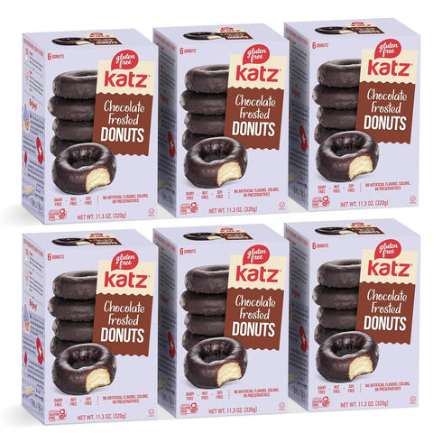 Katz Gluten Free Chocolate Frosted Donuts. Dessert Snack, Free of Soy, Sesame,