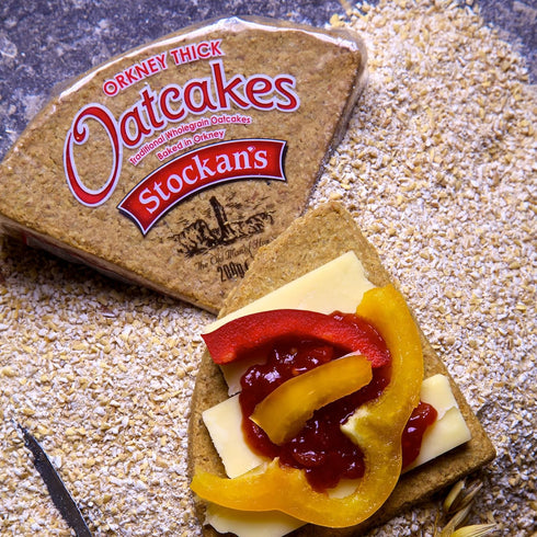 Stockan's Orkney Wholegrain Thick Oatcakes, Traditional Scottish Savoury Biscuits, 2 Packs