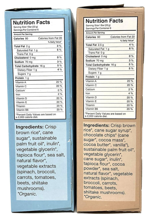 Pack 4 (12 Made Good Organic Crispy Squares Variety of - Vanilla and Chocolate Chip Crispy Squares - Tree-Nut