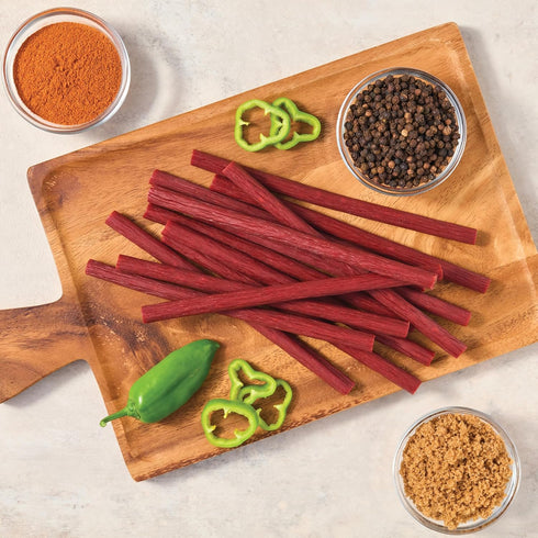 (80 7 40oz Weavers Sweet n' Spicy Snack Sticks sweet & spicy beef & chicken snack sticks per bag)