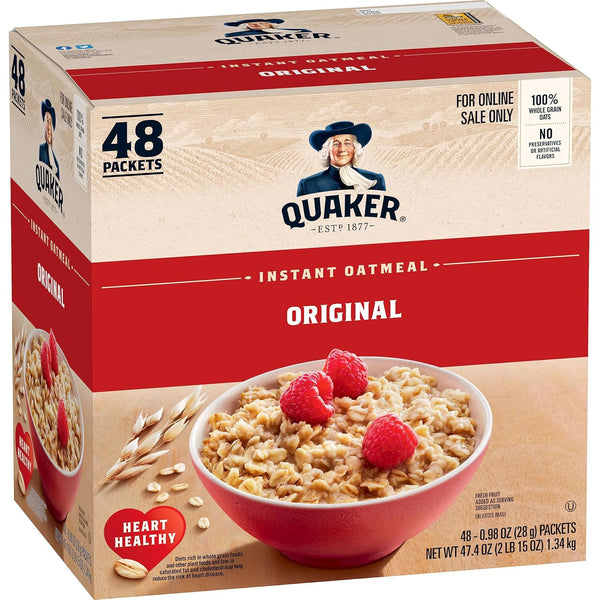 Quaker Instant Oatmeal, Original, Individual Packets, 0.98 Ounce , 48 Count (Pack