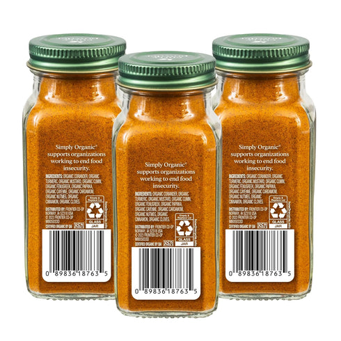 3-Ounce 3-Pack, 11 Simply Organic Certified Organic Curry Powder, Aromatic Blend Indian Cooking Spice for Meat