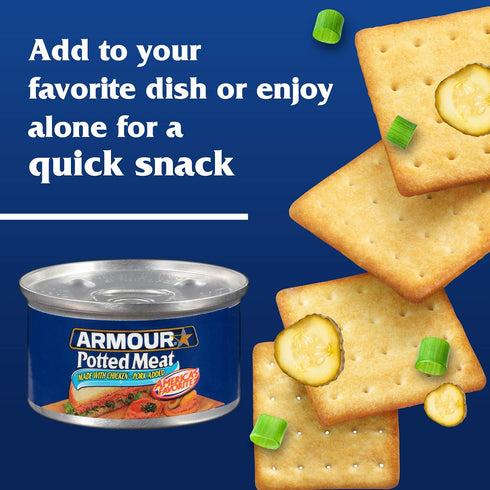Armour 10g 3 oz. Pack 6) Star Potted Meat, Ready to Eat Canned Meat, Protein Per Serving, (Bulk