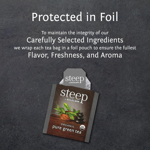20 Count (Pack 6), 120 steep Organic Pure Green Tea, Caffeinated, of Tea Bags Total