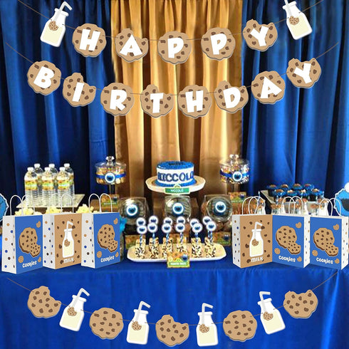 Lsaepon (16 Pack) Cookies Milk Birthday Party Favor Gift Bags, Cookie and Milk Theme Birthday Party Baby Shower Candy