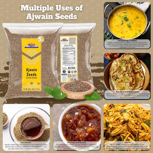 80oz (5lbs) 2.27kg Rani Ajwain Seeds (Carom Bishops Weed) Spice Whole Bulk ~ All Natural | Vegan | Gluten Friendly |