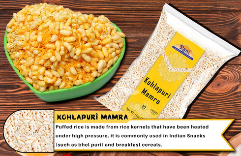 14oz (400g) Rani Kohlapuri Mumra (Puffed Rice) ~ All Natural | No Color | Gluten Friendly | Vegan | NON-GMO | No Salt