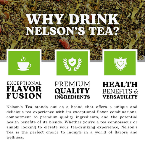 (16 oz) Nelson's Tea Strawberry Orange Peach - Caffeine Free Herbal Rooibos Loose Leaf Tea - Irresistable Blend