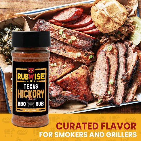 RubWise Texas Style BBQ Hickory Rub (1lb) | Meat Seasoning Spice & Dry Rub for Smoking and Grilling | Brisket Rub for