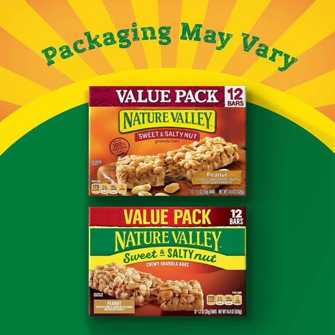 12 14.4 oz Nature Valley Granola Bars, Sweet and Salty Nut, Peanut, Bars