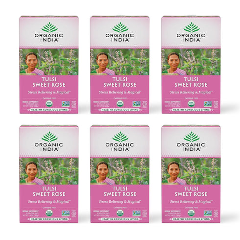 Organic India Tulsi Sweet Rose Herbal Tea - Holy Basil Leaf, African