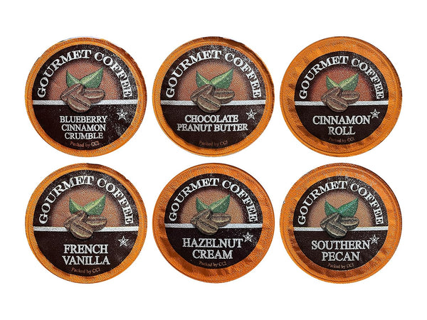Generic Single Serve Sampler: Blueberry Cinnamon Crumble, Chocolate Peanut Butter, Cinnamon Roll, French