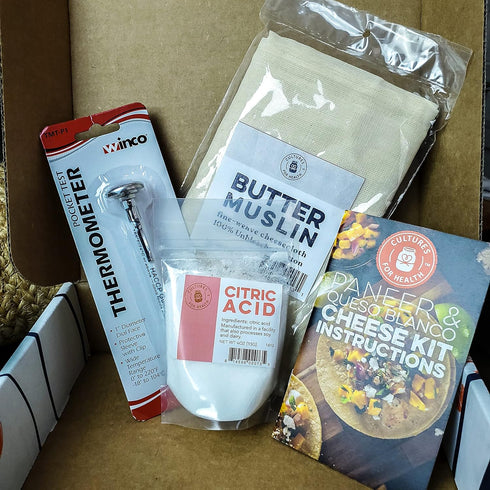 4 Cultures for Health Paneer & Queso Blanco Artisan Cheesemaking Kit | Pieces DIY Kit Includes Citric Acid