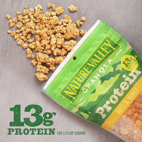 17 OZ (Pack 2) Nature Valley Protein Granola, Oats and Honey, Family Size, Resealable Bag
